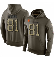 NFL Nike Cleveland Browns 81 Rashard Higgins Green Salute To Service Mens Pullover Hoodie