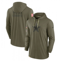 Men Dallas Cowboys 2022 Olive Salute To Service Tonal Pullover Hoodie