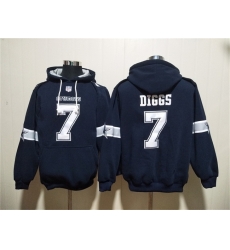 Men Dallas Cowboys 7 Trevon Diggs Navy Ageless Must Have Lace Up Pullover Hoodie
