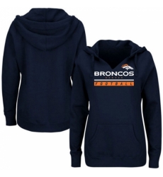 NFL Denver Broncos Majestic Womens Self Determination Pullover Hoodie Navy