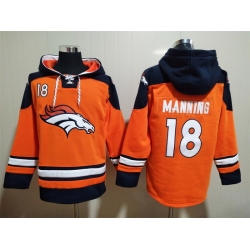 Men Denver Broncos 18 Peyton Manning Stitched Hoodie