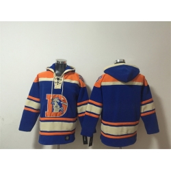 Men Denver Broncos Blank Orange Ageless Must Have Lace Up Pullover Hoodie