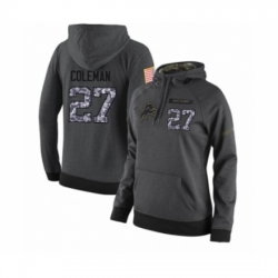 Football Womens Detroit Lions 27 Justin Coleman Stitched Black Anthracite Salute to Service Player Performance Hoodie