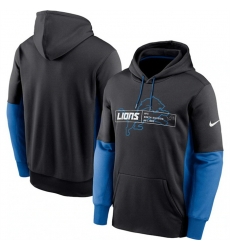 Men Detroit Lions Black Color Block Fleece Performance Pullover Hoodie