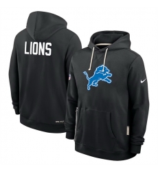 Men Detroit Lions Black Sideline Standard Issue Initial Home Dri FIT Pullover Hoodie