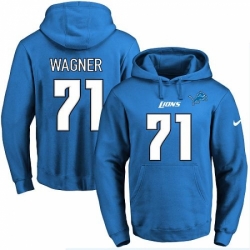 NFL Mens Nike Detroit Lions 71 Ricky Wagner Blue Name Number Pullover Hoodie