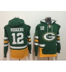 Men Nike Green Bay Packers Aaron Rodgers 12 NFL Winter Thick Hoodie