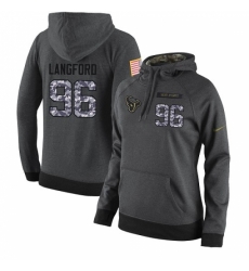 NFL Womens Nike Houston Texans 96 Kendall Langford Stitched Black Anthracite Salute to Service Player Performance Hoodie