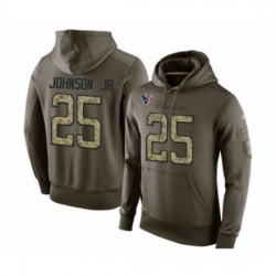 Football Mens Houston Texans 25 Duke Johnson Jr Green Salute To Service Pullover Hoodie