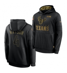 Men Houston Texans 4 Deshaun Watson 2020 Salute To Service Black Sideline Performance Pullover Hoodie