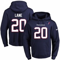 NFL Mens Nike Houston Texans 20 Jeremy Lane Navy Blue Name Number Pullover Hoodie