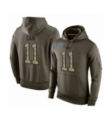 Football Indianapolis Colts 11 Deon Cain Green Salute To Service Mens Pullover Hoodie