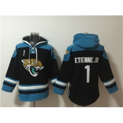 Men Jacksonville Jaguars 1 Travis Etienne Jr  Black Ageless Must Have Lace Up Pullover Hoodie