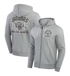 Men Jacksonville Jaguars Heather Gray Vintage Stripe Full Zip Hoodie Men Jacksonville Jaguars Heather Gray Vintage Stripe Full Zip Hoodie