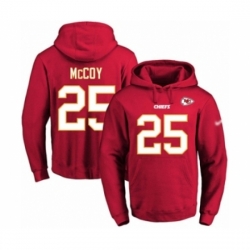 Football Mens Kansas City Chiefs 25 LeSean McCoy Red Name Number Pullover Hoodie