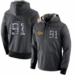 NFL Mens Nike Kansas City Chiefs 91 Tamba Hali Stitched Black Anthracite Salute to Service Player Performance Hoodie