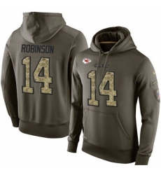 NFL Nike Kansas City Chiefs 14 Demarcus Robinson Green Salute To Service Mens Pullover Hoodie