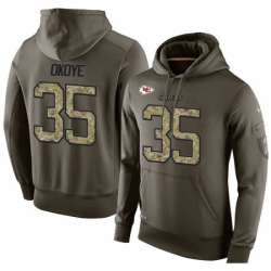 NFL Nike Kansas City Chiefs 35 Christian Okoye Green Salute To Service Mens Pullover Hoodie