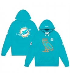 Men Miami Dolphins Aqua OVO Scarlet Icon Team Pullover Hoodie
