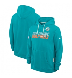 Men Miami Dolphins Aqua Sideline Standard Issue Top Prospect Dri FIT Hoodie