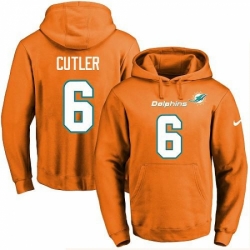 NFL Mens Nike Miami Dolphins 6 Jay Cutler Orange Name Number Pullover Hoodie