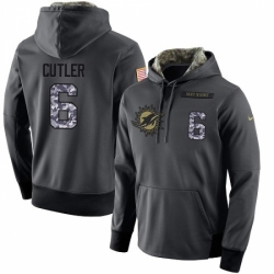 NFL Mens Nike Miami Dolphins 6 Jay Cutler Stitched Black Anthracite Salute to Service Player Performance Hoodie