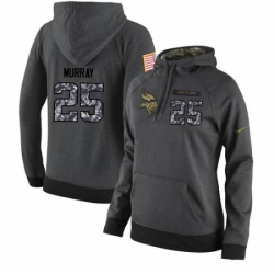 NFL Womens Nike Minnesota Vikings 25 Latavius Murray Stitched Black Anthracite Salute to Service Player Performance Hoodie