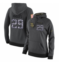 NFL Womens Nike Minnesota Vikings 29 Xavier Rhodes Stitched Black Anthracite Salute to Service Player Performance Hoodie