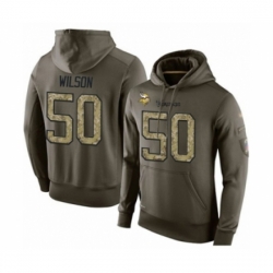 Football Mens Minnesota Vikings 50 Eric Wilson Green Salute To Service Pullover Hoodie