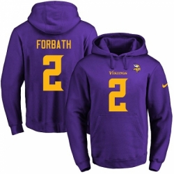 NFL Mens Nike Minnesota Vikings 2 Kai Forbath PurpleGold No Name Number Pullover Hoodie