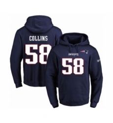 Football Mens New England Patriots 58 Jamie Collins Navy Blue Name Number Pullover Hoodie