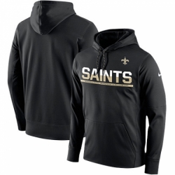 NFL Mens New Orleans Saints Nike Black Sideline Circuit Pullover Performance Hoodie