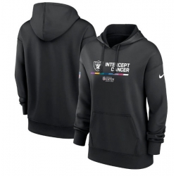 Women Las Vegas Raiders 2022 Black NFL Crucial Catch Therma Performance Pullover Hoodie