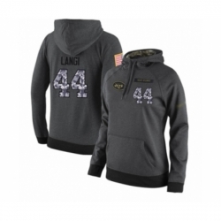 Football Womens New York Jets 44 Harvey Langi Stitched Black Anthracite Salute to Service Player Performance Hoodie