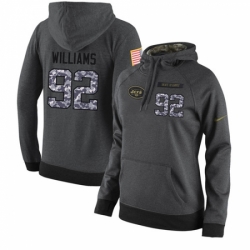 NFL Womens Nike New York Jets 92 Leonard Williams Elite Stitched Black Anthracite Salute to Service Player Performance Hoodie