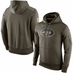 NFL Mens New York Jets Nike Olive Salute To Service KO Performance Hoodie