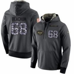 NFL Mens Nike New York Jets 68 Kelvin Beachum Elite Stitched Black Anthracite Salute to Service Player Performance Hoodie