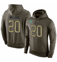 NFL Nike New York Jets 20 Marcus Williams Green Salute To Service Mens Pullover Hoodie