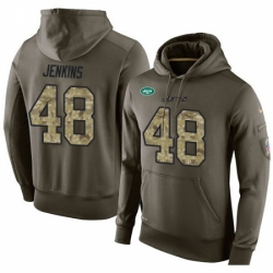 NFL Nike New York Jets 48 Jordan Jenkins Green Salute To Service Mens Pullover Hoodie