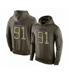 Football Mens Oakland Raiders 91 Benson Mayowa Green Salute To Service Pullover Hoodie