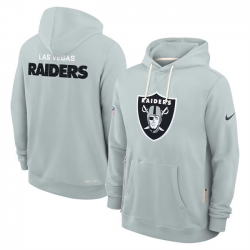 Men Las Vegas Raiders Silver Sideline Standard Issue Initial Home Dri FIT Pullover Hoodie