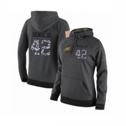 Football Womens Philadelphia Eagles 42 Andrew Sendejo Stitched Black Anthracite Salute to Service Player Performance Hoodie