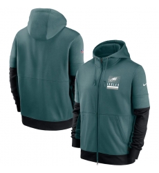 Men Philadelphia Eagles Nike Sideline Impact Lockup Performance Full Zip Hoodie Midnight Green