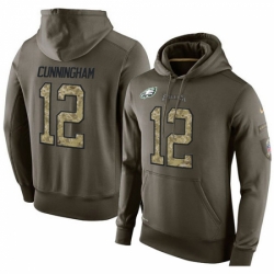 NFL Nike Philadelphia Eagles 12 Randall Cunningham Green Salute To Service Mens Pullover Hoodie