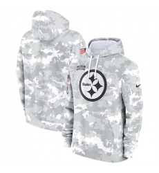 Men Pittsburgh Steelers 2024 Arctic Camo Salute To Service Club Fleece Pullover Stitched Hoodie