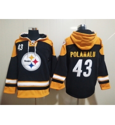 NFL Men Pittsburgh Steelers 43 Troy Polamalu Stitched Hoodie