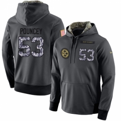 NFL Mens Nike Pittsburgh Steelers 53 Maurkice Pouncey Stitched Black Anthracite Salute to Service Player Performance Hoodie