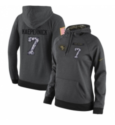 NFL Womens Nike San Francisco 49ers 7 Colin Kaepernick Stitched Black Anthracite Salute to Service Player Performance Hoodie