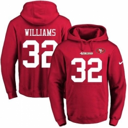 NFL Mens Nike San Francisco 49ers 32 Joe Williams Red Name Number Pullover Hoodie