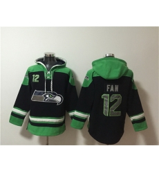 Men Seattle Seahawks 12 Fan Black Ageless Must Have Lace Up Pullover Hoodie